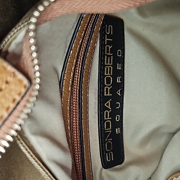Sondra Robert's Squared leather bag with gold hardware. Camel color. EUC. - Picture 7 of 7